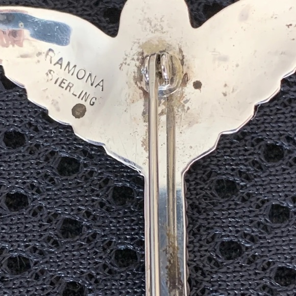 Sterling Malachite Dragonfly Pin. - Picture 4 of 6